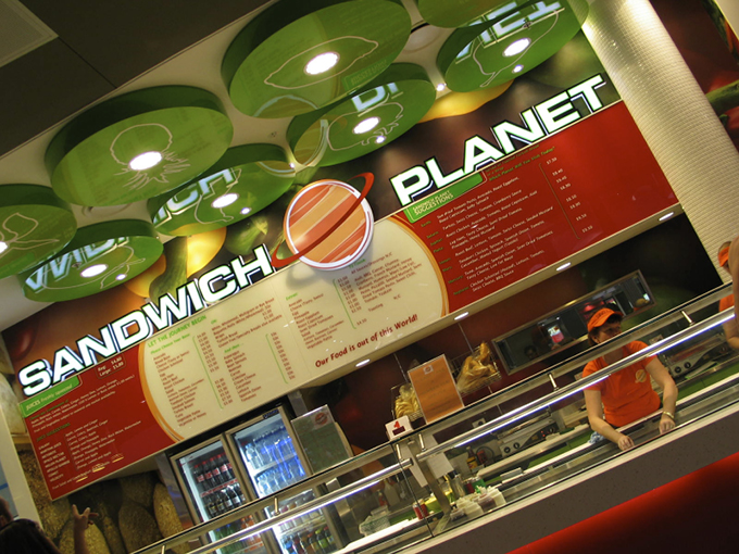 Sandwich Planet Robina retail food court tenancy design Gold Coast and Brisbane