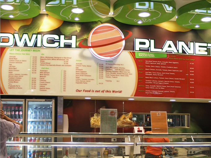 Sandwich Planet Robina retail food court tenancy design Gold Coast and Brisbane